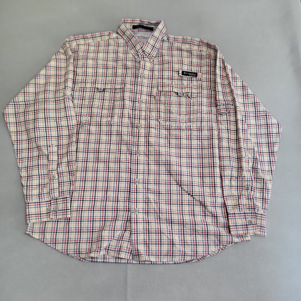 Columbia PFG Super Bahama Long Sleeve Button Up Vented Fishing Shirt Men's M